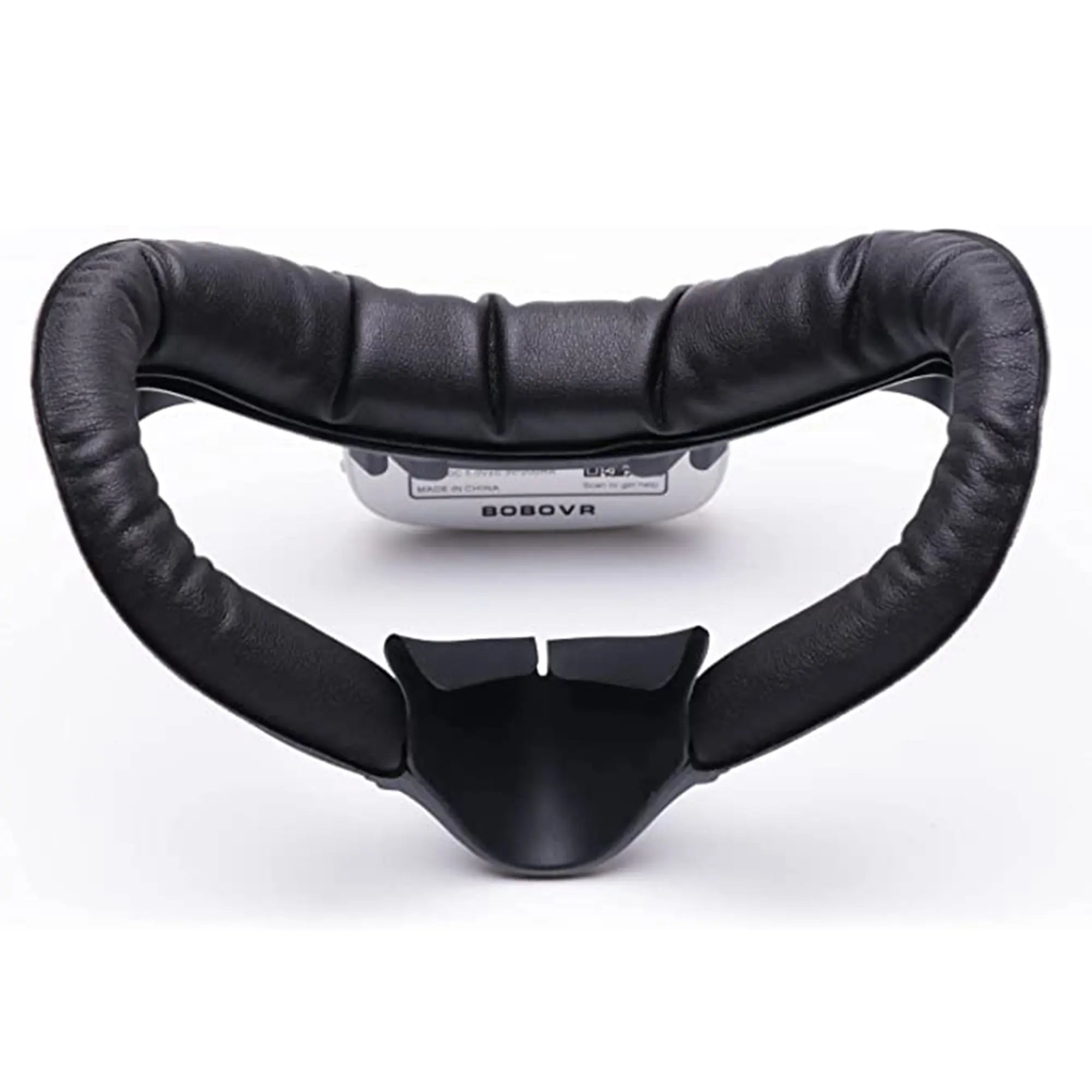 A black, padded head strap accessory for a virtual reality headset, perfect for enhancing comfort during long gaming sessions, displayed on a white background.