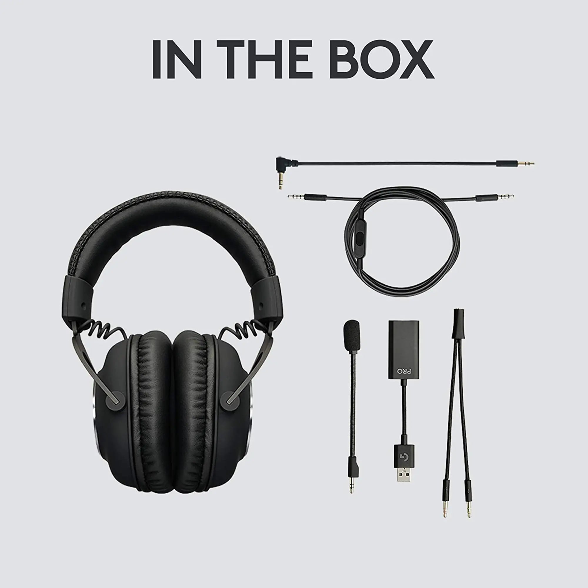 VR headset accessories: headphones, cables, and microphone.