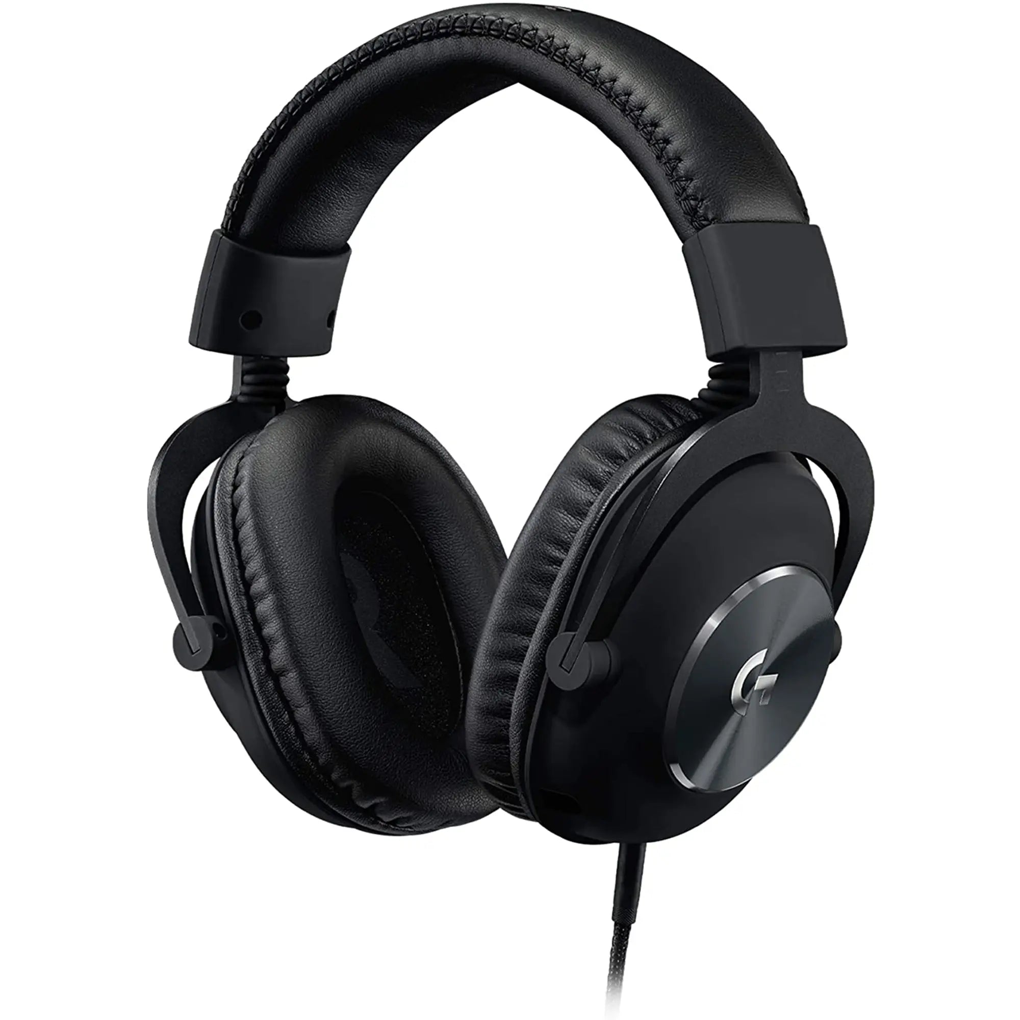 Black over-ear headphones with attached cable.