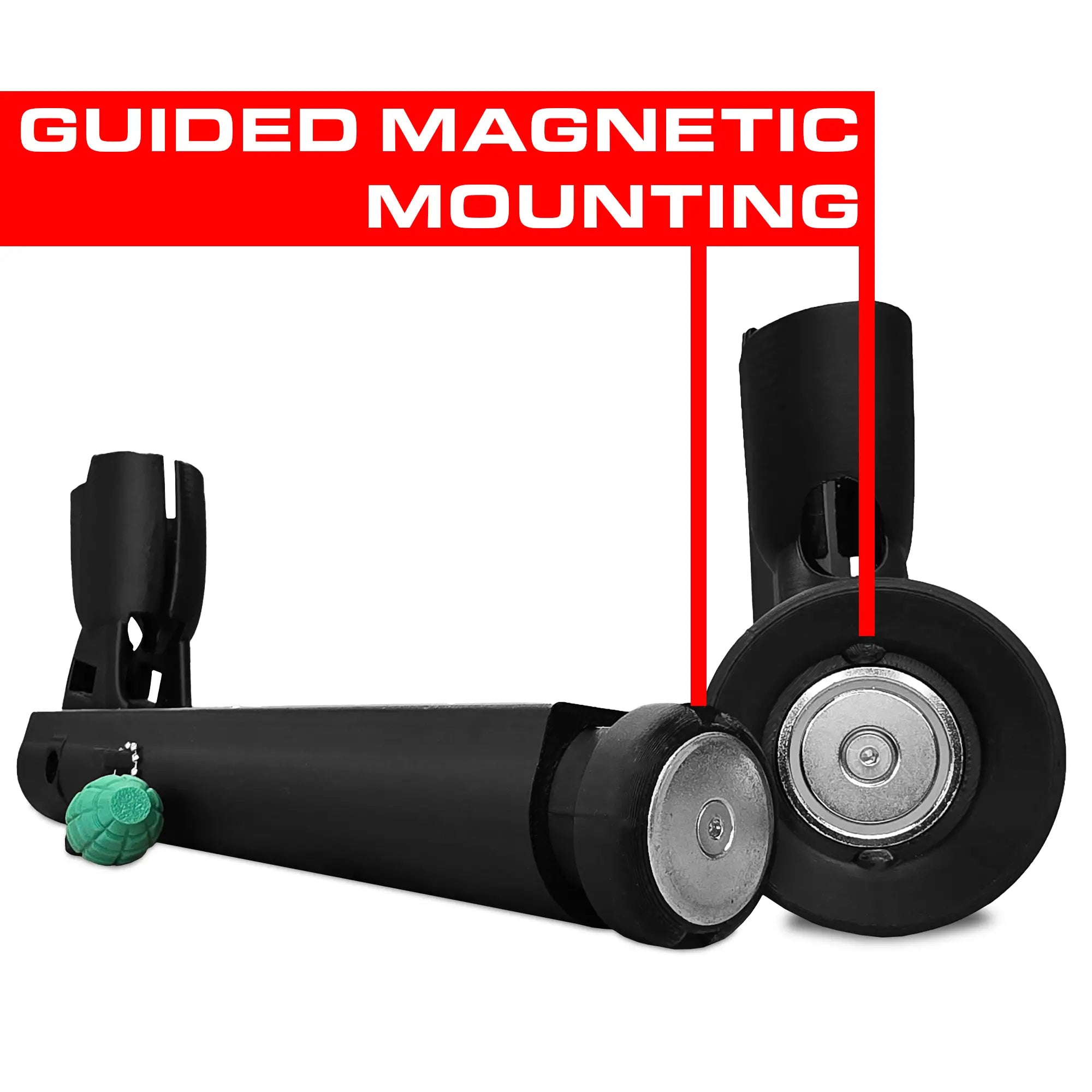 Black Asset SBS VR Gunstock with guided magnetic mounting text on a white background