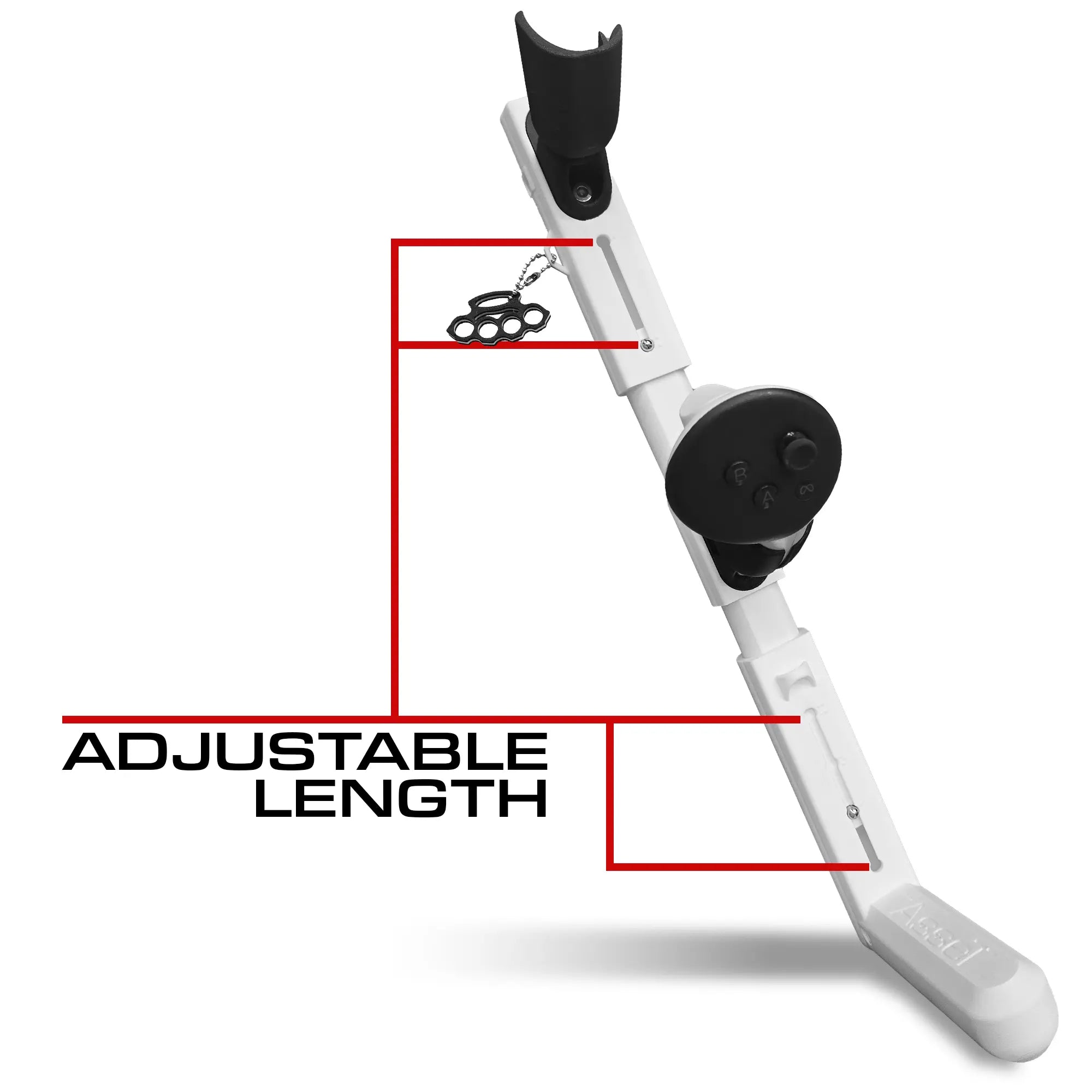 White Asset VR Gunstock with adjustable length feature on a white background
