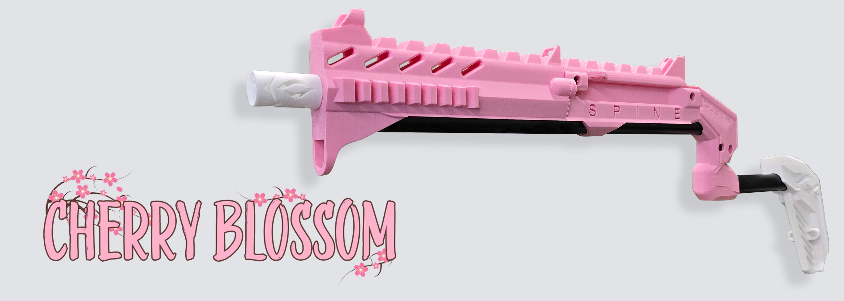 Spine VR Gun Stock Color Way Display With Cherry Blossom Logo