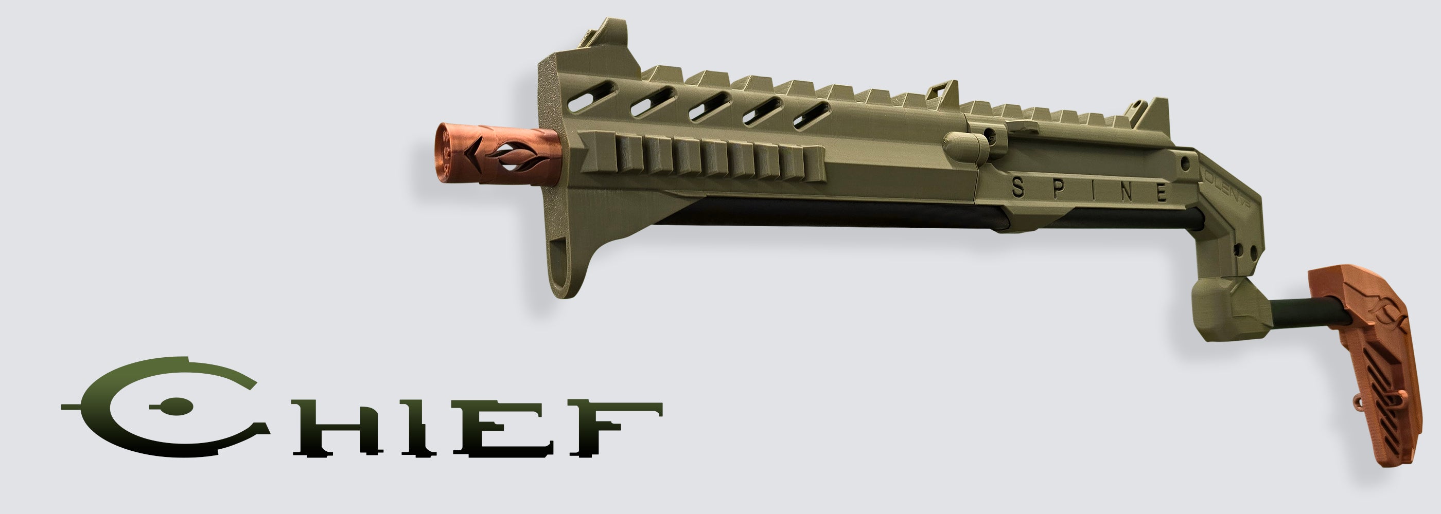 Spine VR Gun Stock Color Way Display With Chief Logo