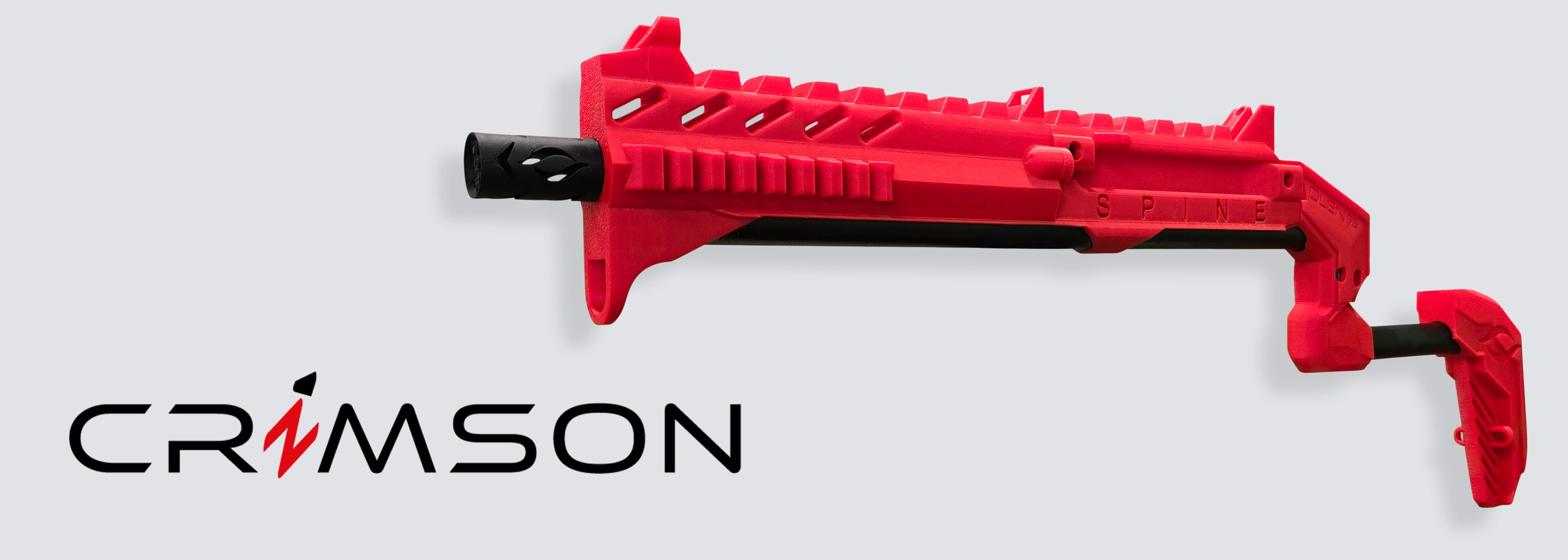 Spine VR Gun Stock Color Way Display With Crimson Logo