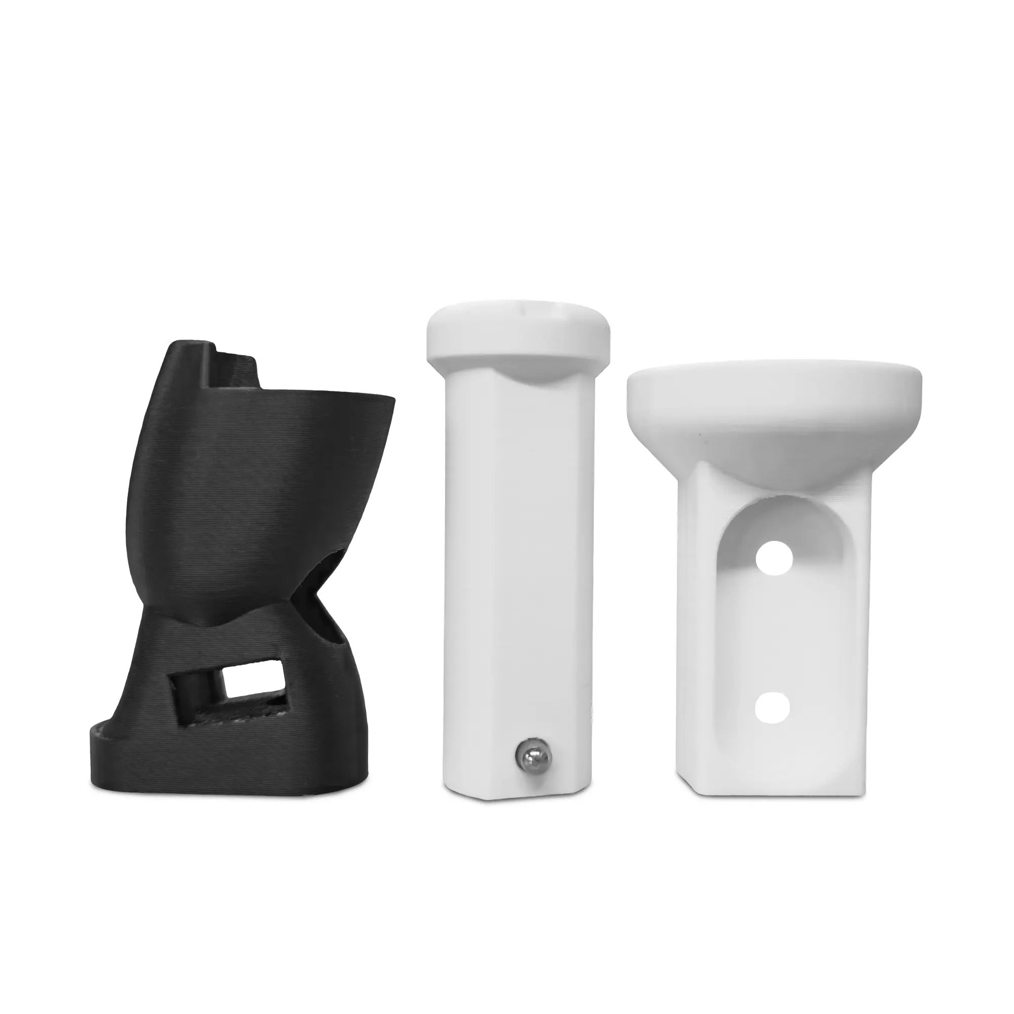 Three white VR Gunstock mods on a white background