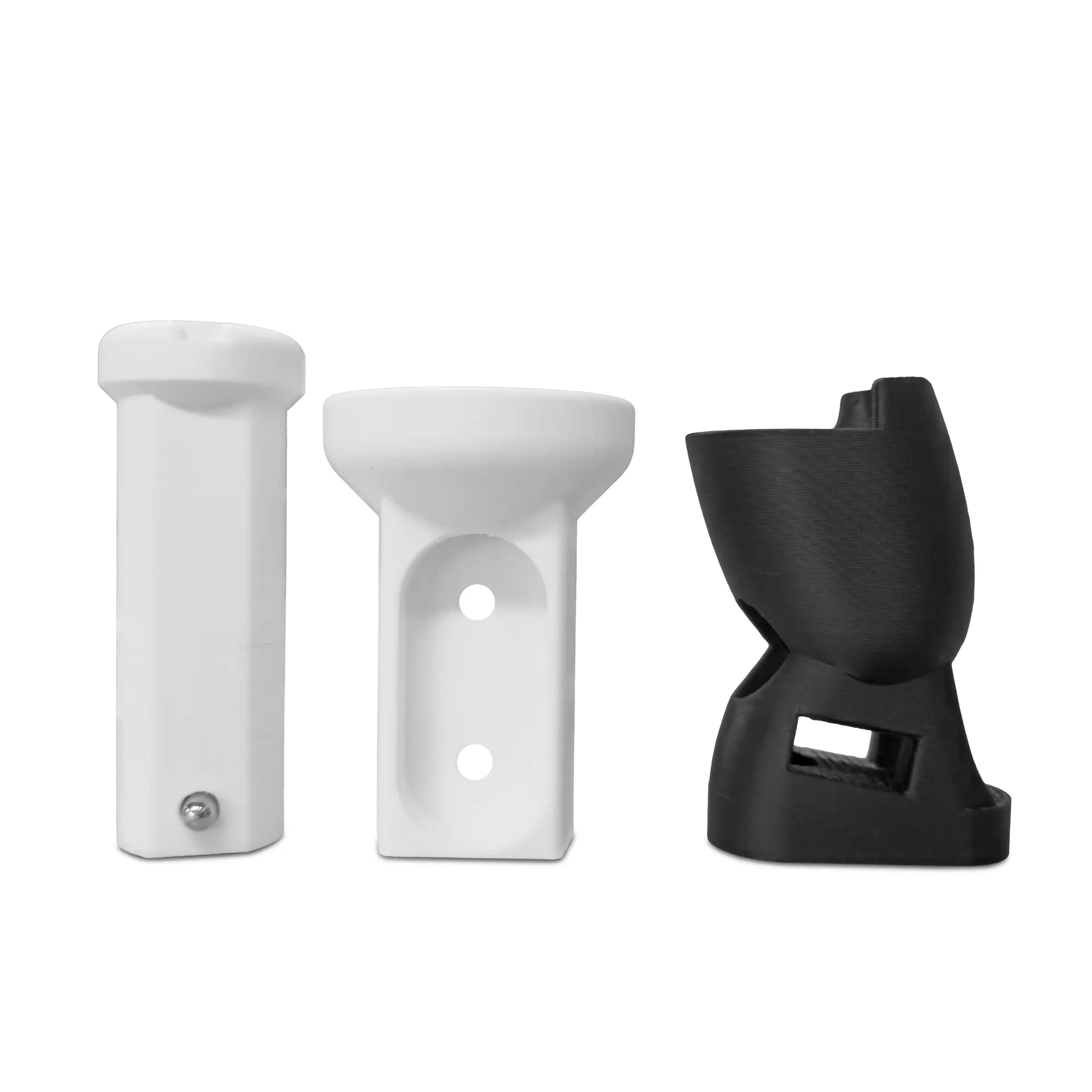 Three white VR Gunstock mods on a white background